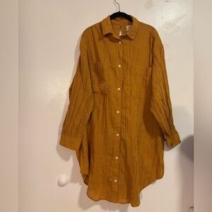 Urban Outfitters yellow striped button up cover-up dress size medium